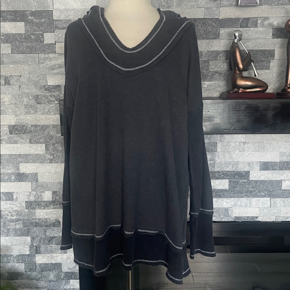 Soft Surroundings Gray Textured Hoodie Women’s Size XL